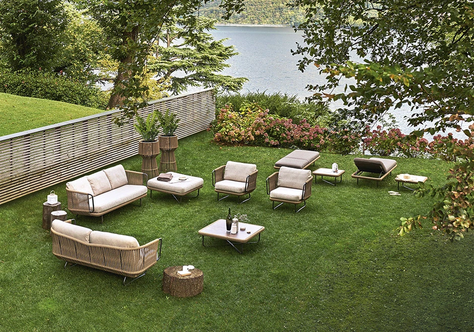 Poltrona externa BABYLON com estrutura em alumínio pintado, corda de fibra sintética de cânhamo e almofada em tecido - foto 3