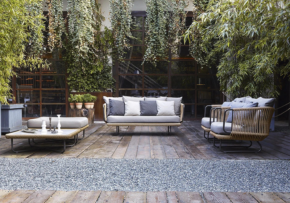 Poltrona externa BABYLON com estrutura em alumínio pintado, corda de fibra sintética de cânhamo e almofada em tecido - foto 4