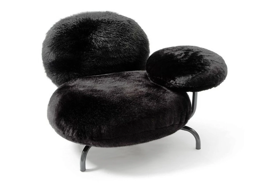 Poltrona baixa CIPRIA com almofadas estruturais de poliuretano e Gellyfoam revestidas com pele ecológica e fixadas sobre estrutura de aço - foto 2