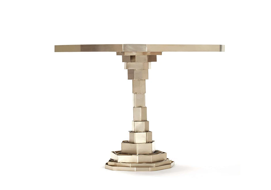 Mesa edição limitada Lascas Fitas TM (Campana) com estrutura de latão e tampo em lascas de madeira - foto 2