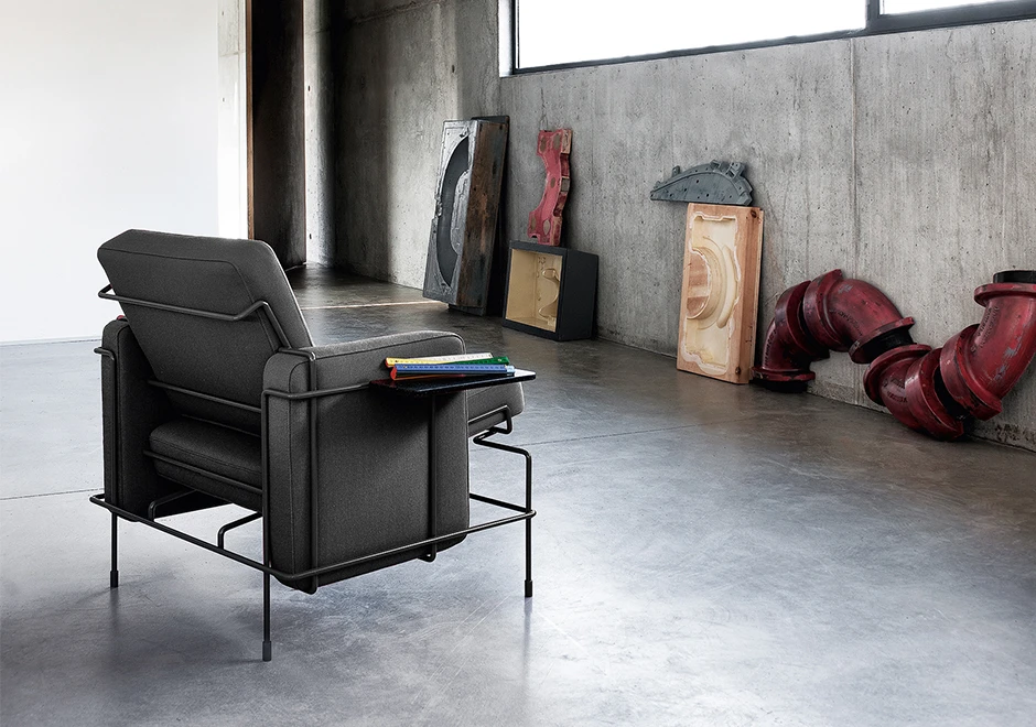 Poltrona design sofá TRAFFIC com estrutura de aço pintado e almofadas em poliuretano expandido com capa removível em tecido ou couro - foto 5