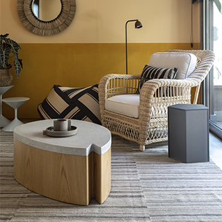 Mesa de centro edição limitada Pacman com base de madeira de Carvalh e tampo em concreto - foto 7