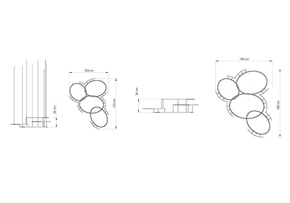 Luminária de teto Broche tem estrutura circular de latão escovado - medidas