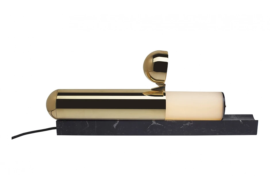 Luminária de mesa Isp em latão polido com base de apoio em mármore branco ou preto - foto 1