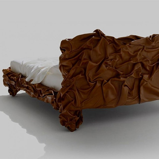 Cama design Grinza com estofamento em couro, estrutura de metal revestida com espuma de poliuretano - foto 4