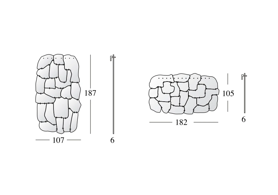 Espelho Miraggio (Campana) é composto por placas de acrílico cortadas a laser - medidas