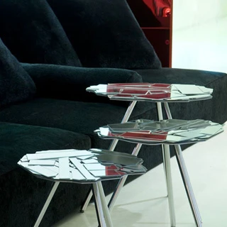 Mesas mosaico BRASILIA com pés em alumínio polido e tampo com placas de metacrilato Colorflex (acrílico espelhado) - foto 4