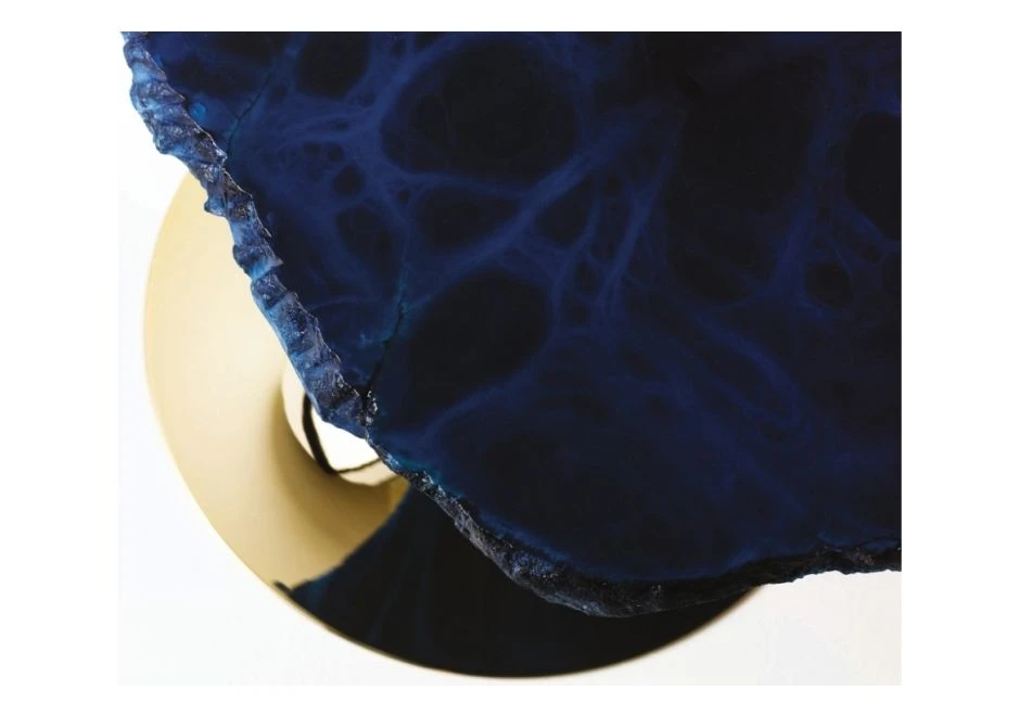 Mesa de designer CICLADI com base em aço escovado e acabamento brilhante em ouro, paládio ou rutênio. Tampo de alabastro - foto 6