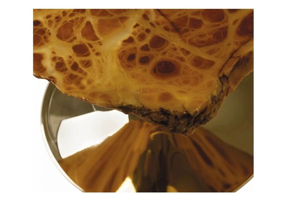 Mesa de designer CICLADI com base em aço escovado e acabamento brilhante em ouro, paládio ou rutênio. Tampo de alabastro - foto 9