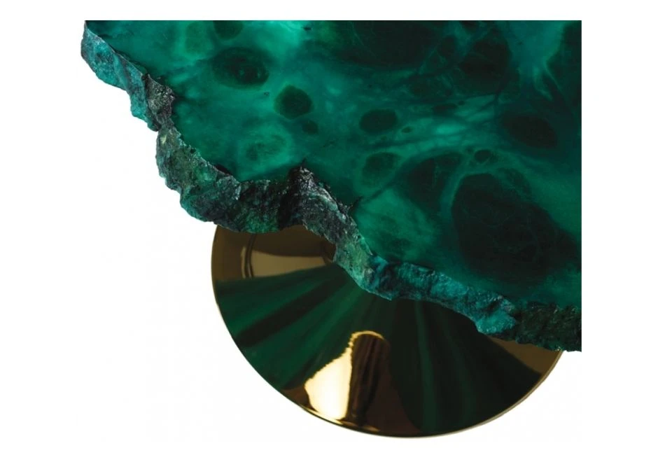 Mesa de designer CICLADI com base em aço escovado e acabamento brilhante em ouro, paládio ou rutênio. Tampo de alabastro - foto 7