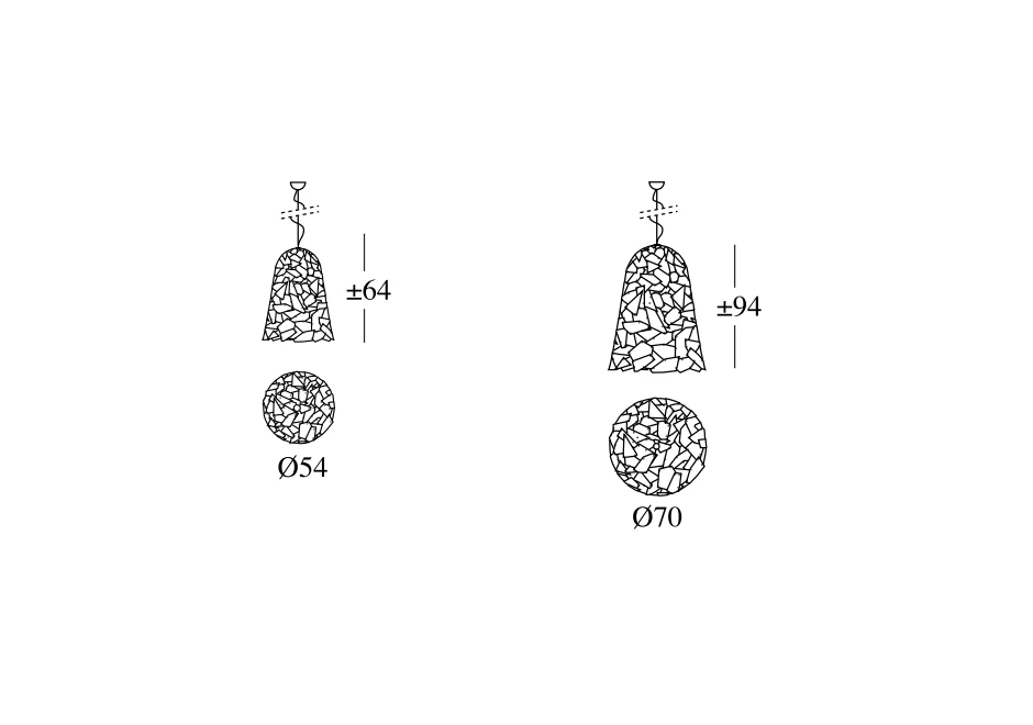 Luminária de teto Campana é composta por folhas de alumínio polido, cortadas a laser e montadas à mão - medidas