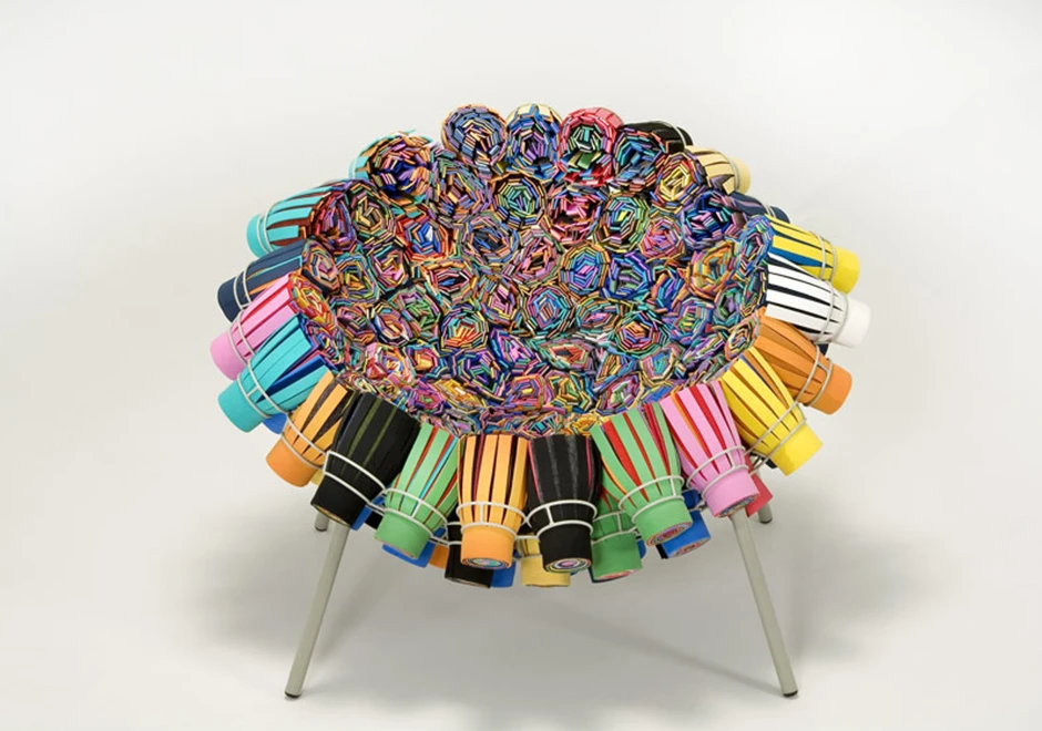 Cadeira edição limitada Sushi IV (Campana) em estrutura de aço inox estofada em sushis - foto 1