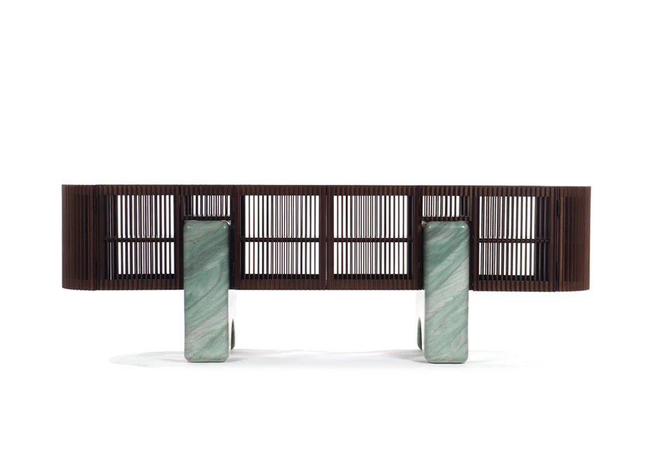 Buffet edição limitada Ripas Mármore (Campana) em ripas de madeira Jequitibá e base em mármore - foto 2