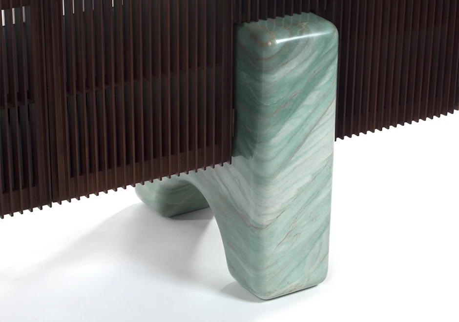 Buffet edição limitada Ripas Mármore (Campana) em ripas de madeira Jequitibá e base em mármore - foto 3