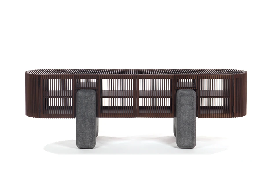 Buffet edição limitada Ripas Pedra (Campana) em ripas de madeira Jequitibá e base em pedra sabão - foto 2