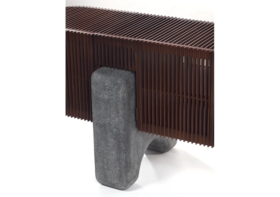 Buffet edição limitada Ripas Pedra (Campana) em ripas de madeira Jequitibá e base em pedra sabão - foto 4