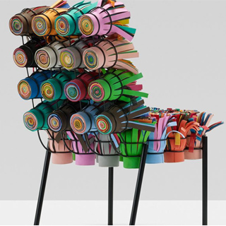 Cadeira edição limitada Sushi III (Campana) em estrutura de aço inox estofada em sushis