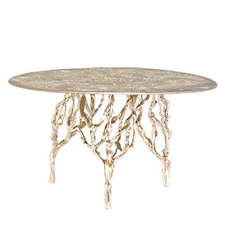 Mesa de centro Sol, feita em bronze polido ou natural, vista lateral - Exclusividade Firma Casa