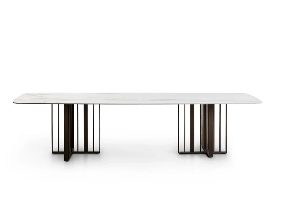 Mesa de jantar Shade com base em metal pintado e tampo de Carvalho, argila ou mármore reconstituído - foto 9