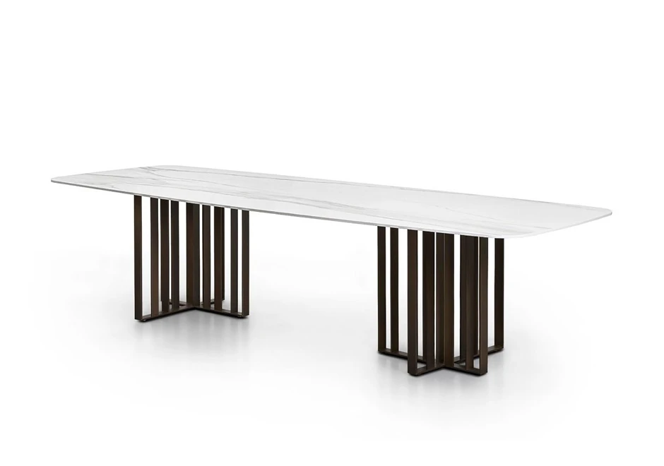 Mesa de jantar Shade com base em metal pintado e tampo de Carvalho, argila ou mármore reconstituído - foto 10