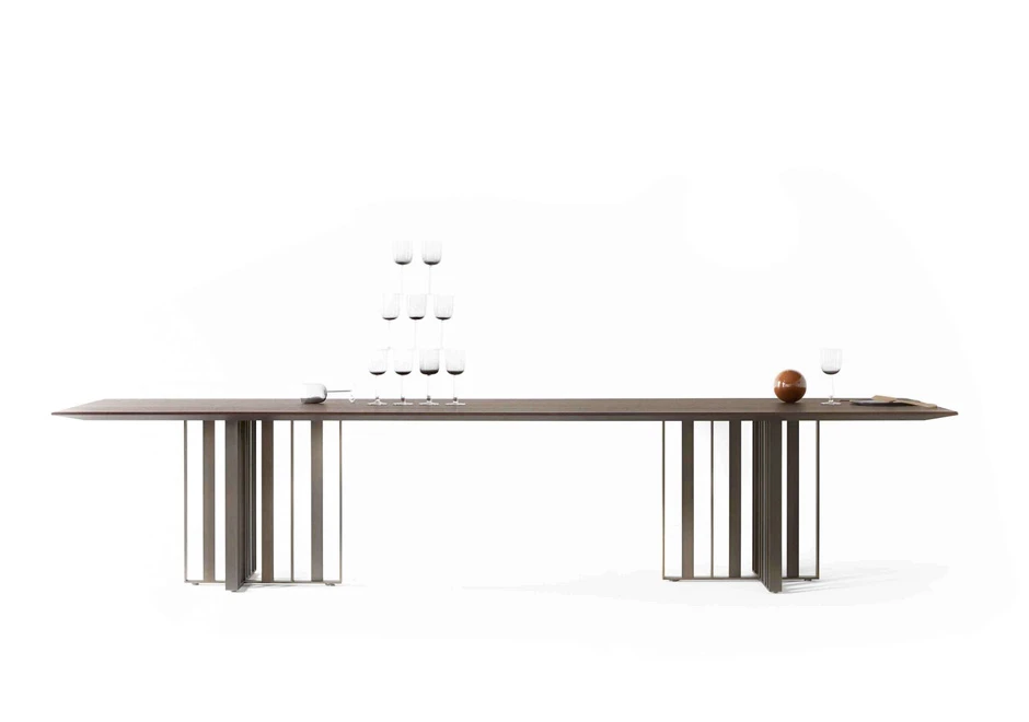 Mesa de jantar Shade com base em metal pintado e tampo de Carvalho, argila ou mármore reconstituído - foto 11