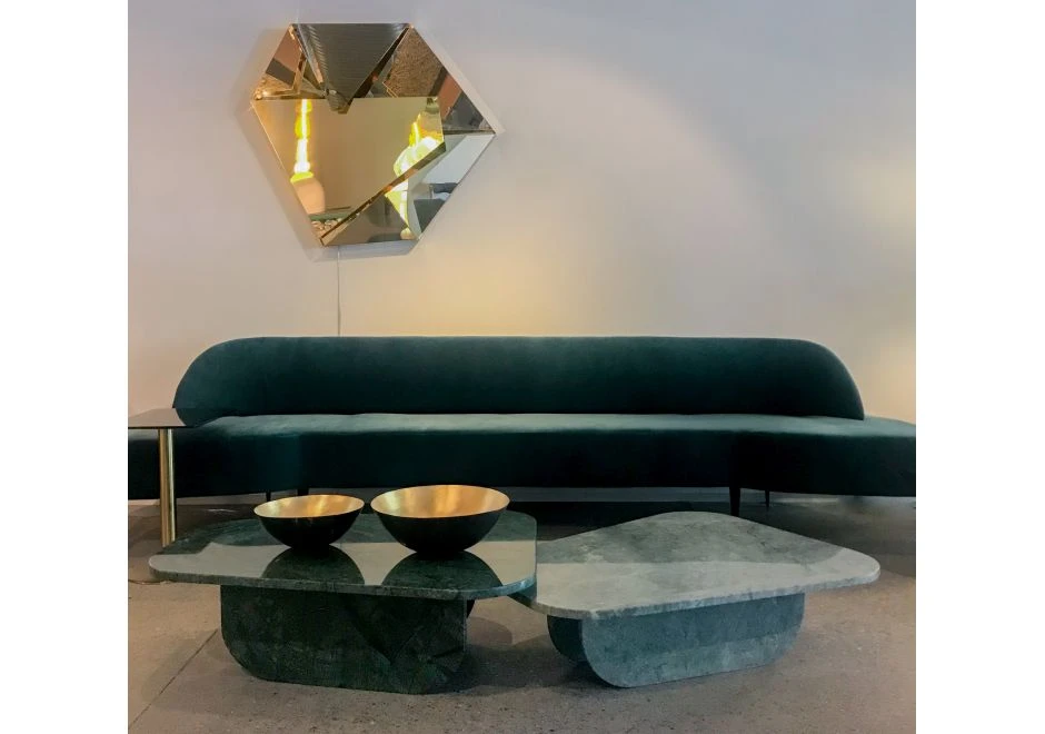 Mesa de centro SP em mármore nas opções verde guatemala, travertino silver polido, travertino romano bruto e pedra sabão - foto 3