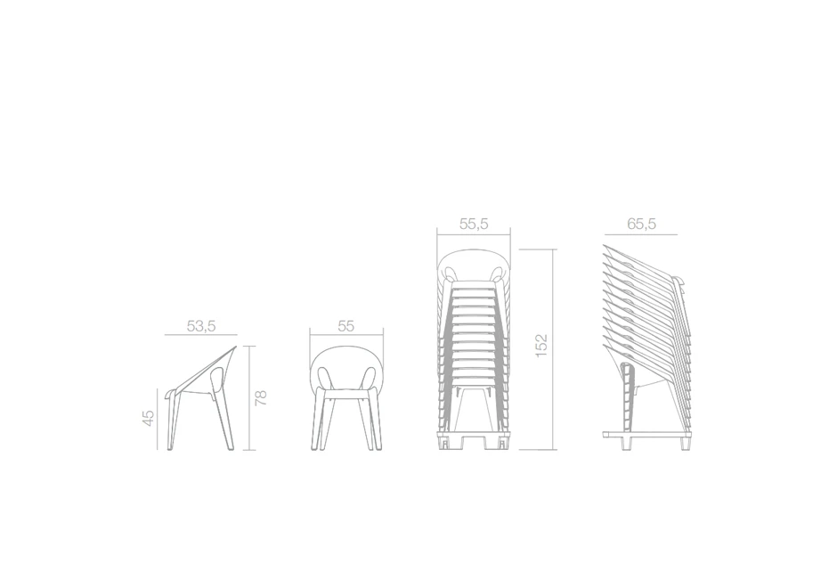 Cadeira Bell de polipropileno medidas