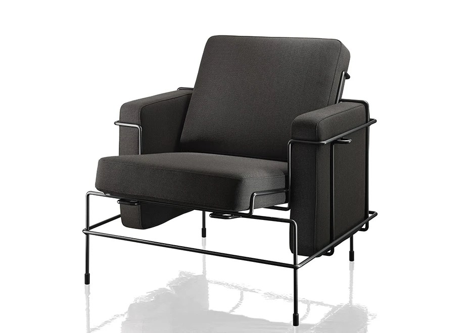 Poltrona design sofá TRAFFIC com estrutura de aço pintado e almofadas em poliuretano expandido com capa removível em tecido ou couro - foto 4