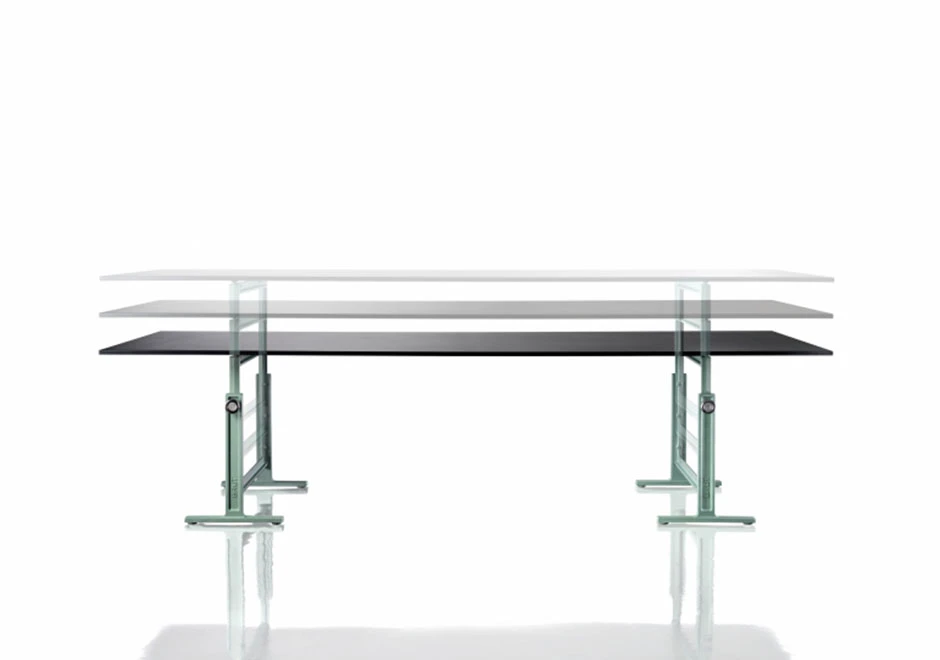 Mesa Brut com estrutura de ferro fundido pintado em poliéster e tampo de vidro transparente ou fumê - foto 8