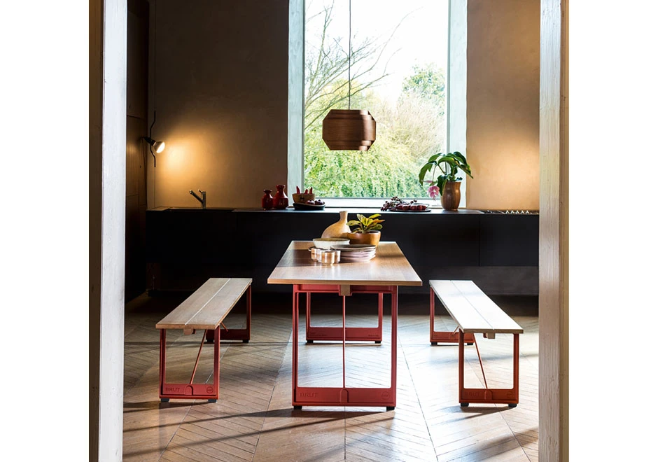 Mesa Brut com estrutura de ferro fundido pintado em poliéster e tampo de vidro transparente ou fumê - foto 2