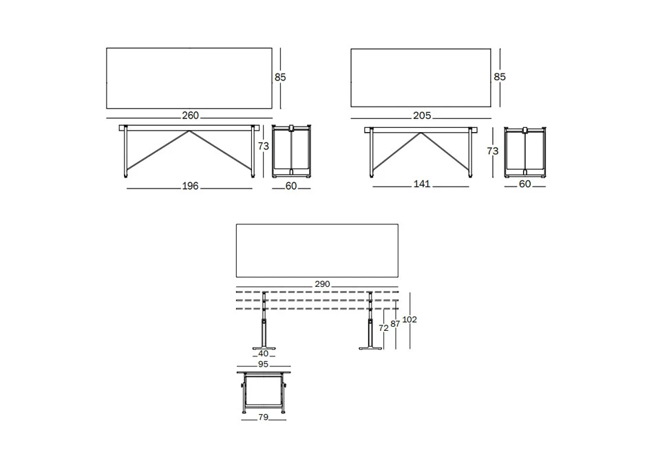 Mesa Brut com estrutura de ferro fundido pintado em poliéster e tampo de vidro transparente ou fumê - medidas