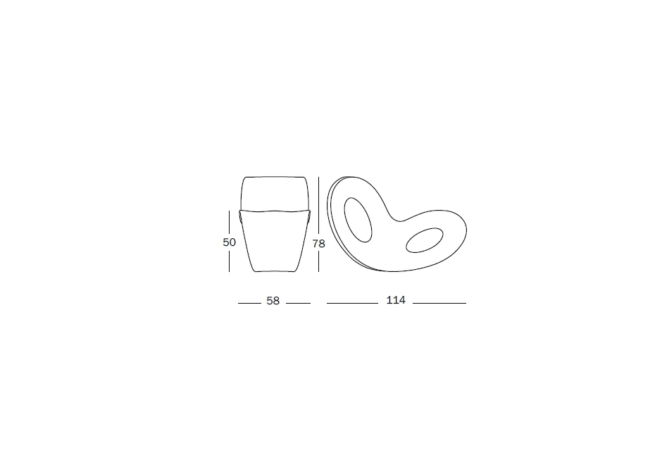 Poltrona design VOIDO, de Ron Arad, com estrutura de polietileno e disponível em seis cores - medidas