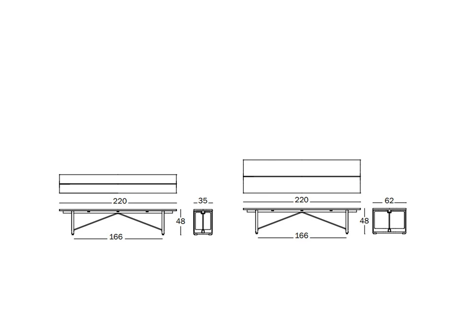 Desenhos de banco de madeira com estrutura de ferro fundido e assento em Carvalho.