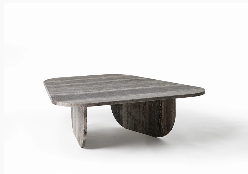 Mesa de centro SP em mármore nas opções verde guatemala, travertino silver polido, travertino romano bruto e pedra sabão - foto 7