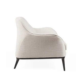 Poltrona alto padrão SIENA com base em madeira, acabamento em pintura laca, laca metalizada e verniz e estofado de tecido