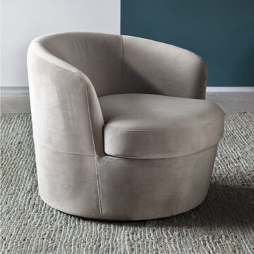 Poltrona giratória ÁQUILA com estrutura de madeira, base giratória e estofado em tecido - foto 1