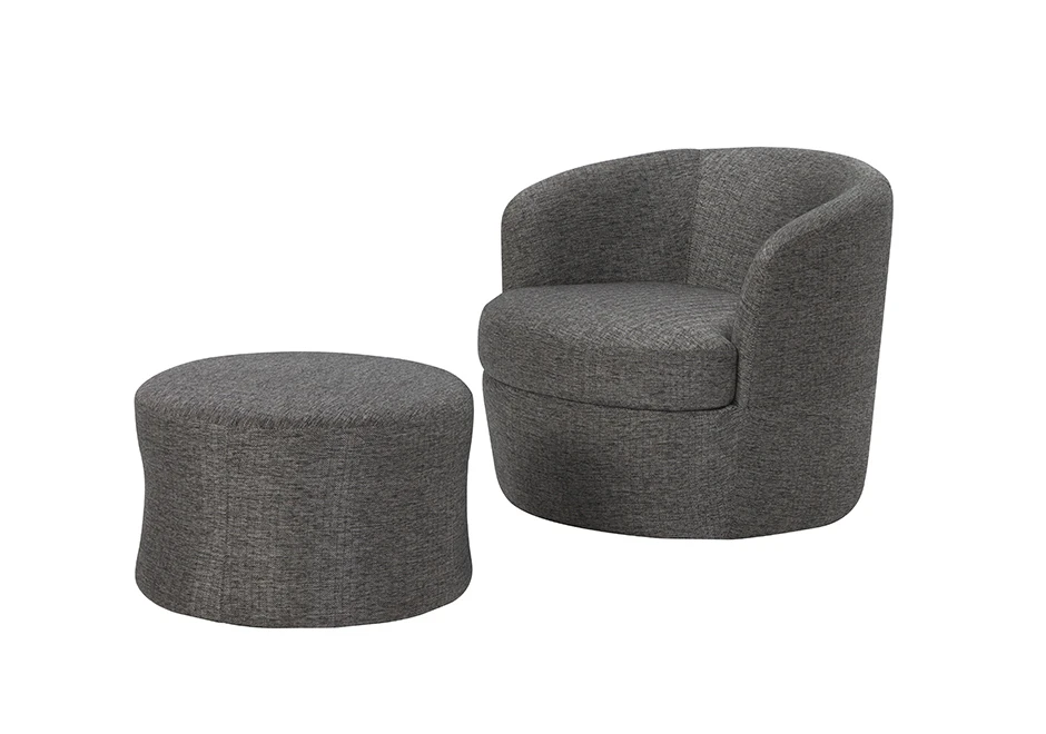 Poltrona giratória ÁQUILA com estrutura de madeira, base giratória e estofado em tecido - foto 4