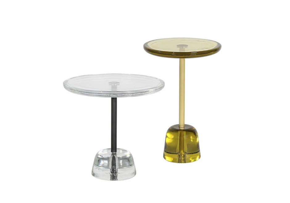 Mesa de apoio Pina com de latão ou aço e tampo em vidro fundido transparente ou colorido - foto 4