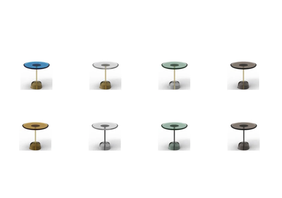 Mesa de apoio Pina com de latão ou aço e tampo em vidro fundido transparente ou colorido - foto 5