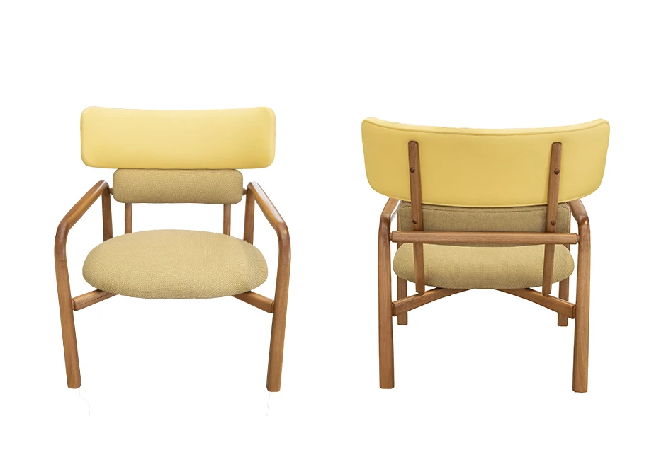 Poltrona design MINA com estrutura de madeira Tauari com várias opções de acabamentos, assento e encosto em tecido ou couro- foto 1