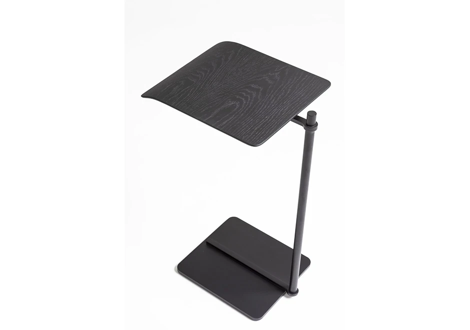 Mesa de apoio Galaxy com estrutura de metal e microtextura preta e tampo em Louro Freijó, Carvalho preto ou Pau Ferro - foto 1