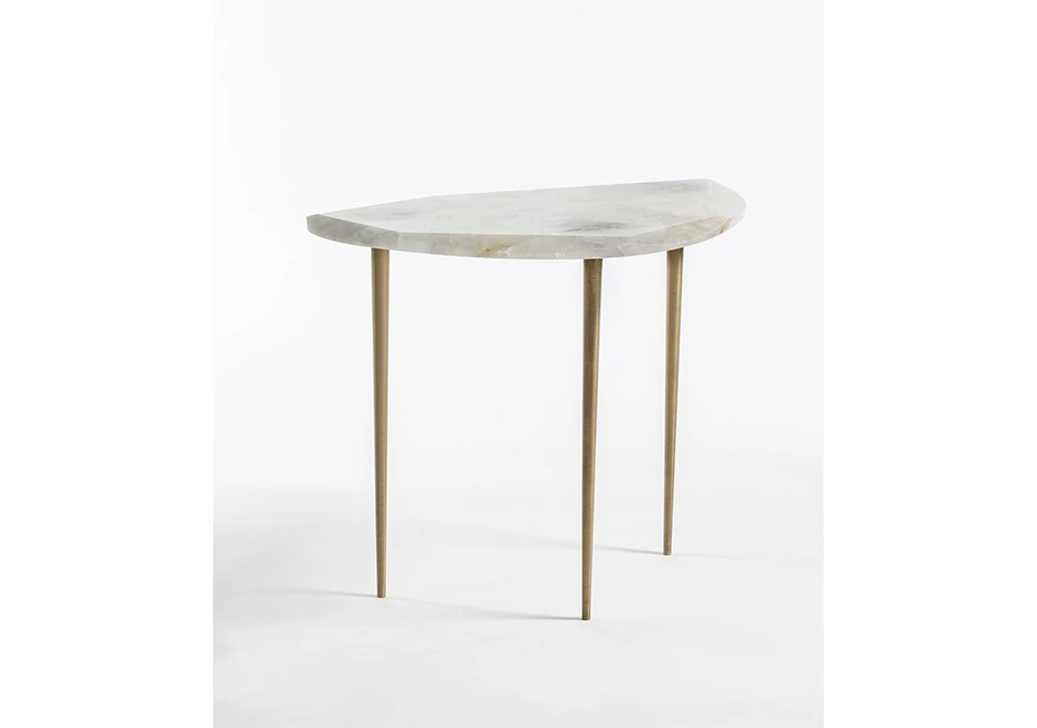 Mesa de apoio Landutim com tampo em quartzo, granito ou mármore lapidados. Pés de bronze fosco ou envelhecido - foto 4