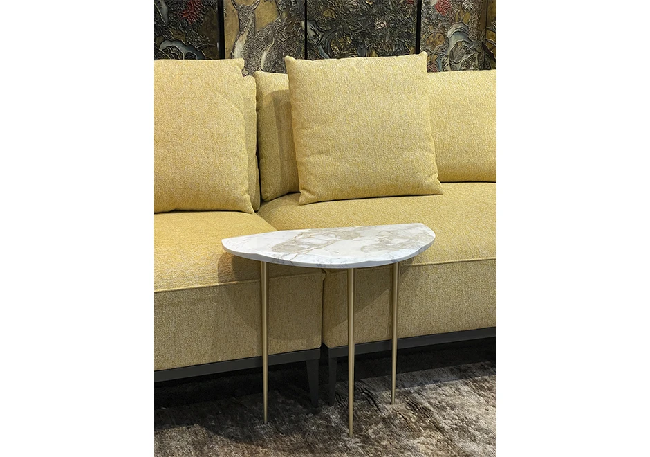 Mesa de apoio Landutim com tampo em quartzo, granito ou mármore lapidados. Pés de bronze fosco ou envelhecido - foto 2