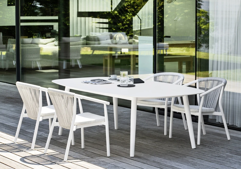 Mesa de jantar Ellisse com estrutura em alumínio pintado e tampo em cerâmica ou laminado - foto 6