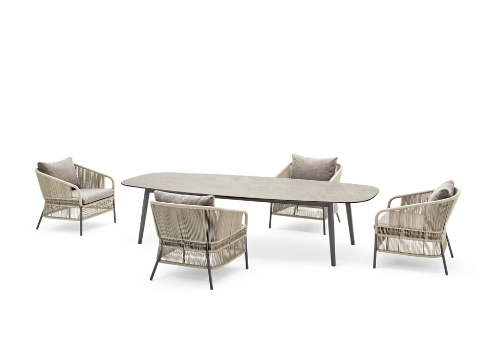 Mesa de jantar Ellisse com estrutura em alumínio pintado e tampo em cerâmica ou laminado - foto 3