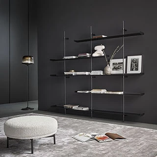Estante design FOIL de aço com acabamento bronze ou grafite