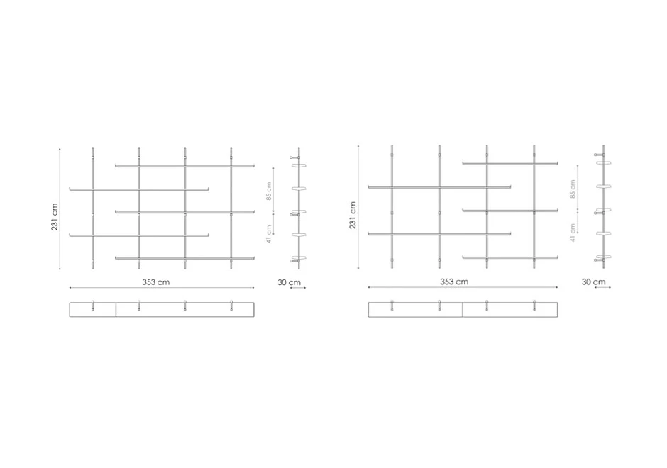 Estante design FOIL de aço com acabamento bronze ou grafite - medidas 2