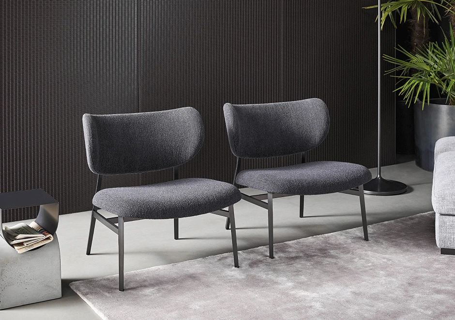 Poltrona lounge NOOR LOUNGE com estrutura metálica contrastam com a suavidade do assento e do encosto - foto 1