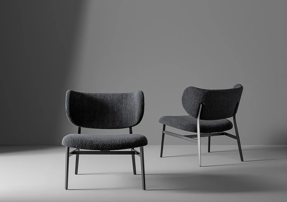 Poltrona lounge NOOR LOUNGE com estrutura metálica contrastam com a suavidade do assento e do encosto - foto 3