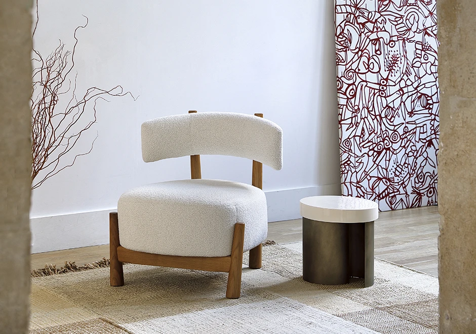 Mesa de apoio Nuage com base de metal e acabamento em laca na cor bronze ou pátina na cor latão. Tampo em cerâmica - foto 3